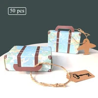 50pcs mini suitcase kraft paper candy box travel themed gifts favor box wedding party guests baby shower birthday party supplies