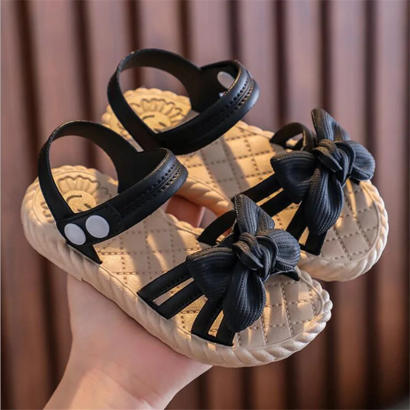 

2021 New Fashion Summer Girls Sandals Kids Beach Sandal bow Pleated Princess Sweet pink toddler girl shoes 1-3-4-6-7-12-16y