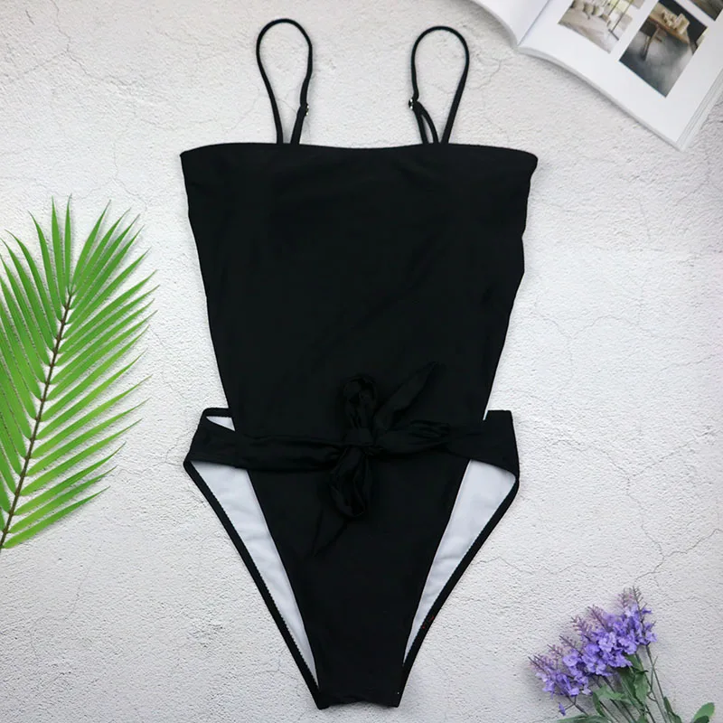 

2021 Sexy Swimsuit Women Swimwear One Piece Halter One Piece Push Up Swimsuit Bandage Bathing Suit Wear Female Beachwear 3336