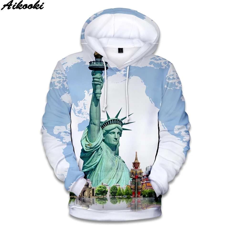 

Popular Luxury Hooded Pullovers Autumn Casual 3D Hoodies Statue of Liberty Hoodie Men/women Long Sleeve Hoodies Sweatshirts
