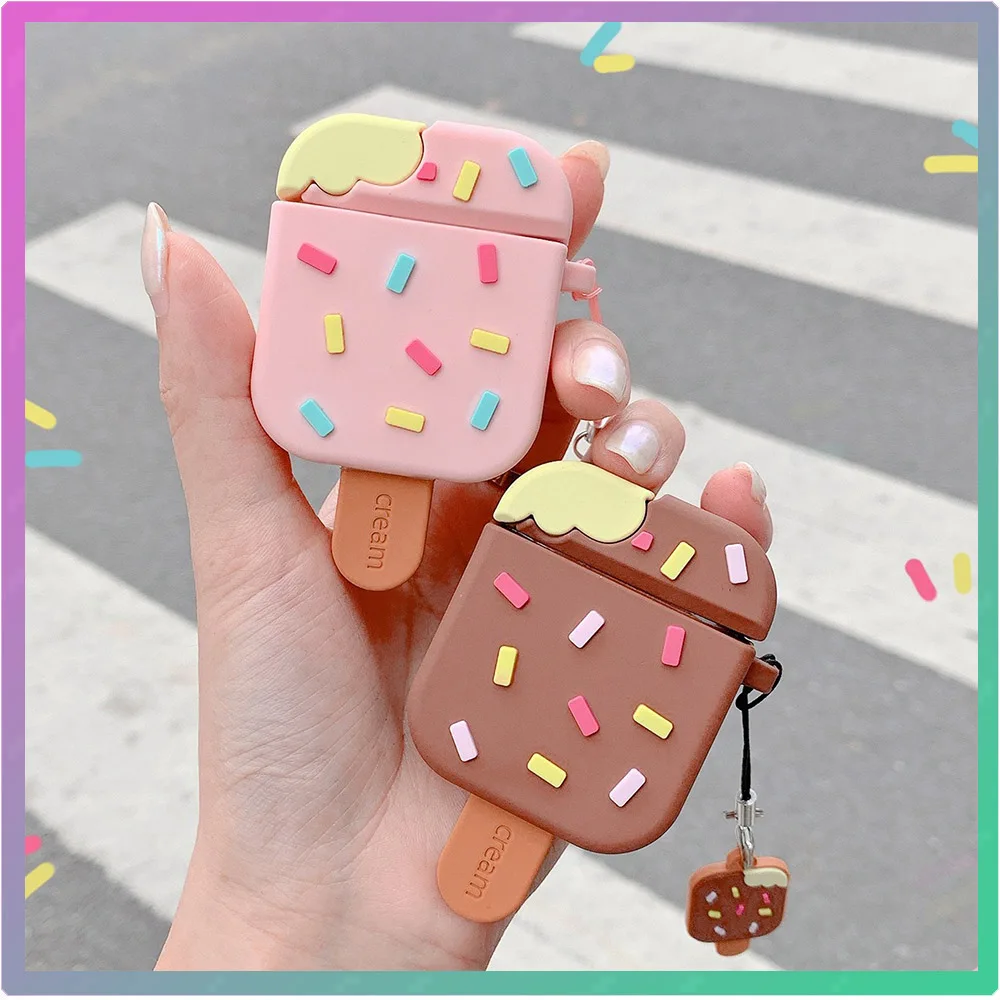 

3D Ice Cream Case For Airpods 1 2 Soft Silicone Cute Cover Bluetooth Earphone Charging Box Protective Shell For Airpods Pro 3