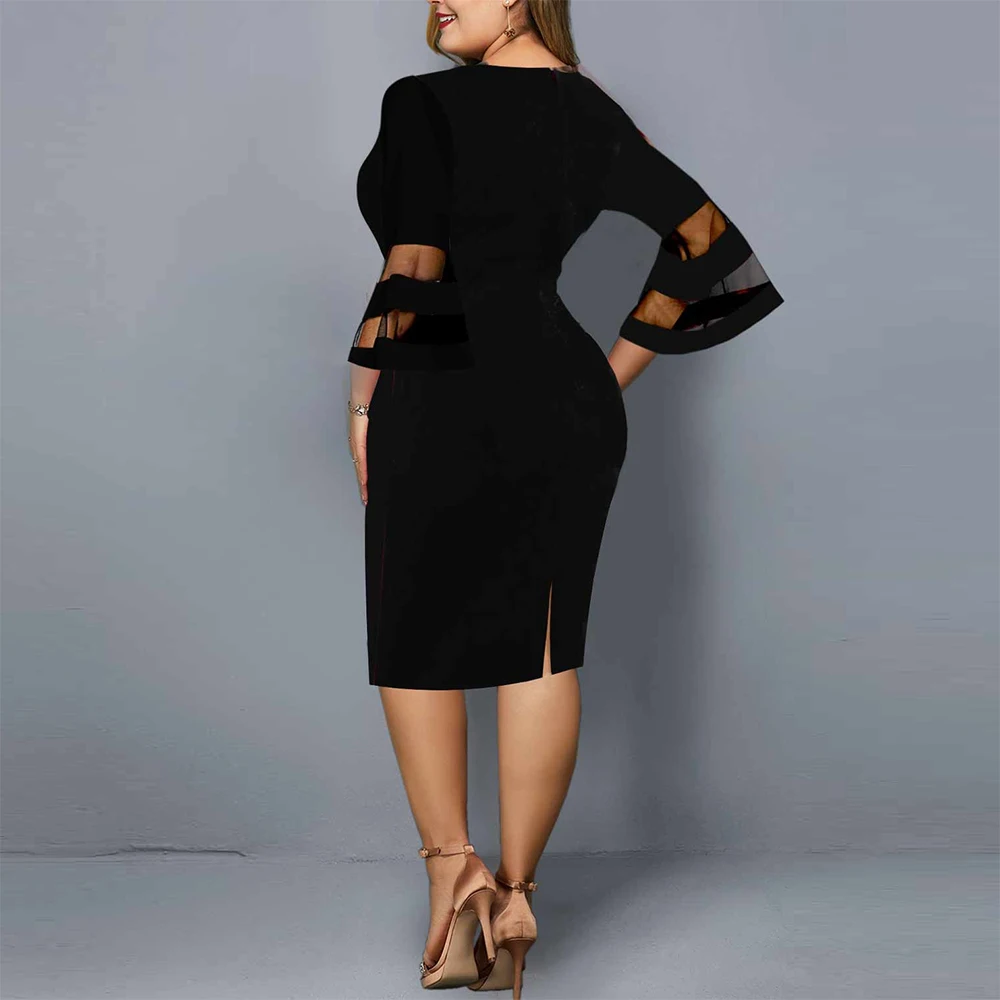 Plus Size Summer Women's Dress 2022 Elegant Mesh Sunflower Print Evening Party Dresses Bodycon Wedding Club Night Outfits ​5XL