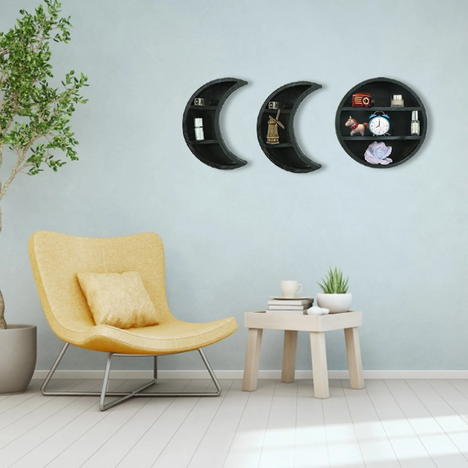 35pcs moon phase wall shelves wall decor full moon and bohemian simple style rustic feel crescent shelves easy to hang gift free global shipping