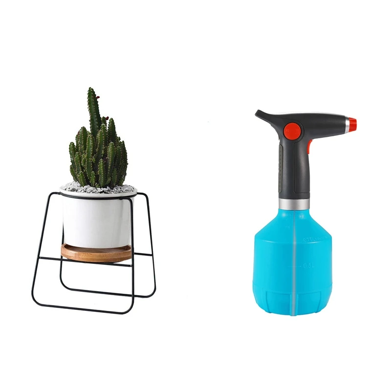 

6.30 Inch Modern Plants And Planters Garden Ceramic Round Bowl Large Planter With Electric Spray Bottle Watering Tool