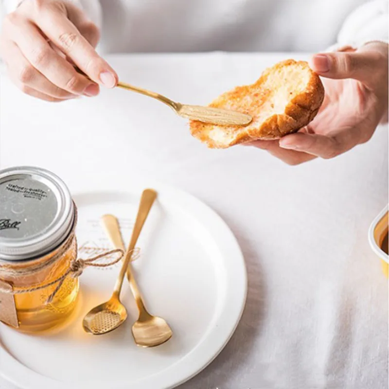 JO LIFE королевская матовая Золотая десертная посуда ложка для фруктов