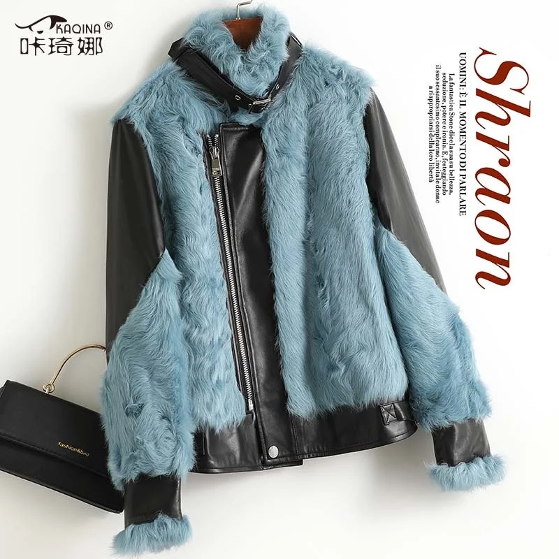 

SHZQ 2021 Winter New Fur Coat Women's Short Sheepskin Wool Integrated Fur Coat