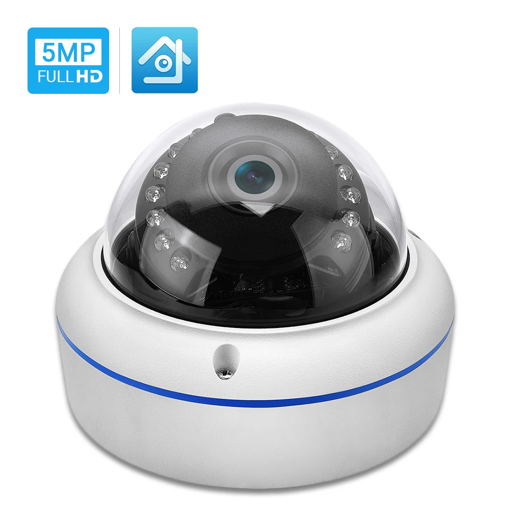 ONVIF IP камера 5MP Антивандальная Водонепроницаемая уличная купольная камера обнаружения движения удаленный доступ Xmeye Cloud H.265 низкое хранение