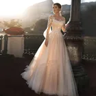 Женское свадебное платье с кружевной аппликацией, элегантное кружевное платье в пол, трапециевидного силуэта, 2021