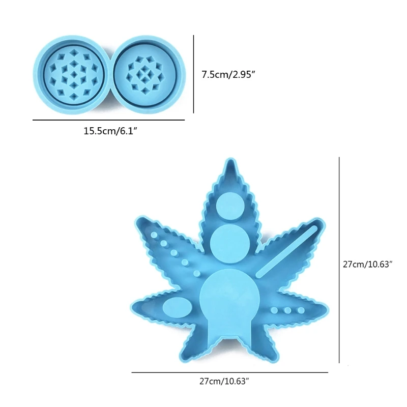 

Leaf Serving Tray Epoxy Resin Mold Cigarette Spice Grinder Case Silicone Mould