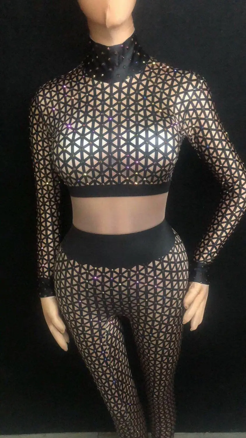 Блестящий женский комбинезон стразы сексуальные леггинсы боди танцевальная