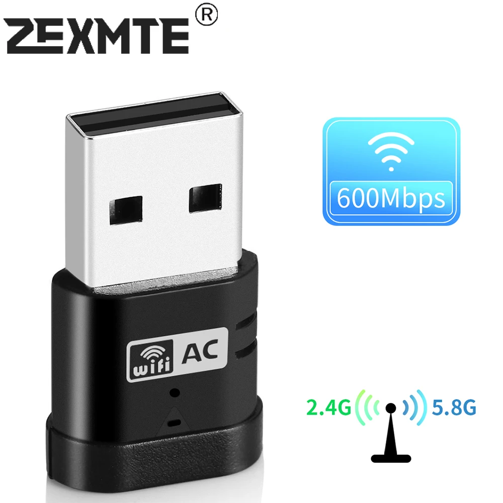 

Wi-Fi адаптер Zexmte, 600 Мбит/с, USB 3,0, 5,8 ГГц, 2,4 ГГц