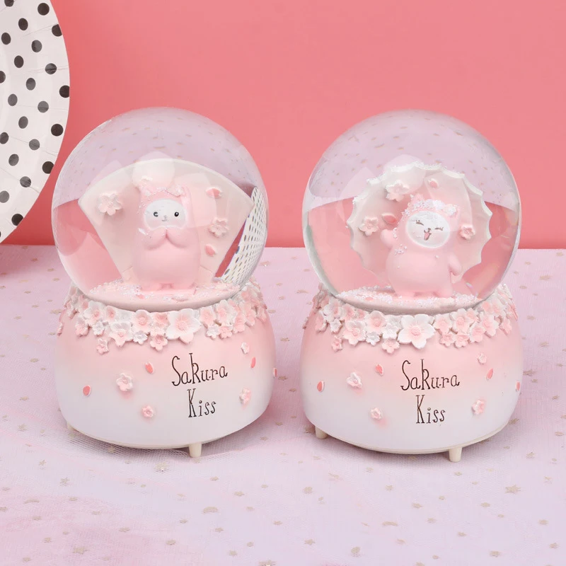 Креативный поцелуй Сакура снежный шар хрустальный вращающаяся музыкальная