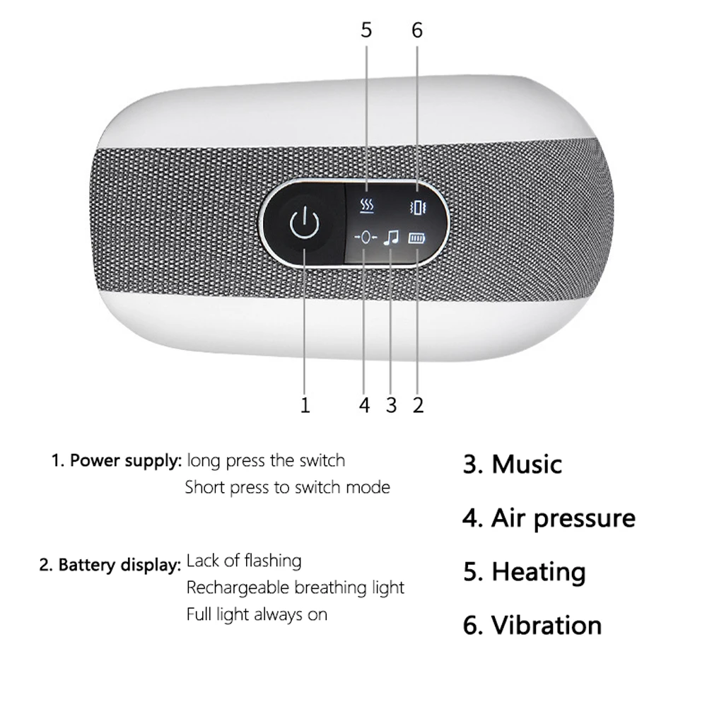 

Eye Massager Eye Mask Heating Vibrations Massage Eyes Care Device Relax Eyes Machine