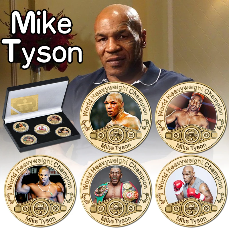 

Boxing Mike Tyson Gold Plated Commemorative Coin Set with Coin Holder World Heavyweight Champion Souvenir Coin Sports Gift