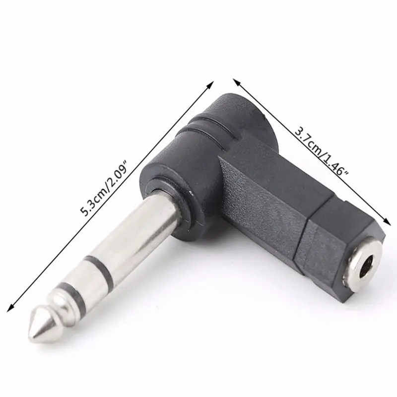 

90 Degrees 6.5mm 1/4"Male plug to 3.5mm 1/8"Female Jack Stereo Audio Adapter