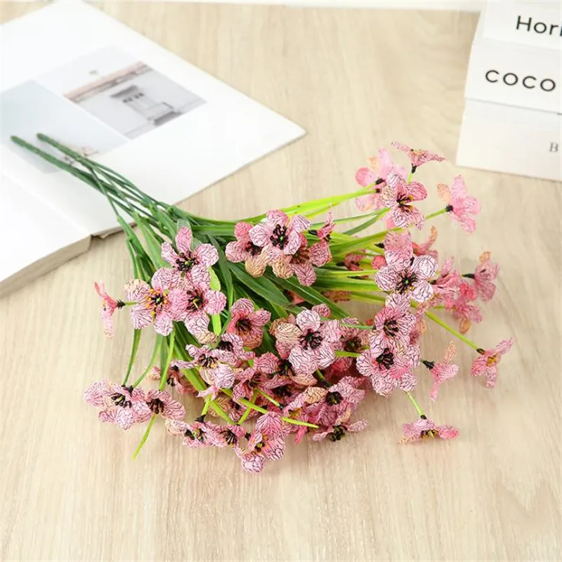 

7Pcs Fake Snow Plums (5 stems/bunch) 14.96" Length Simulation Plum Blossom for Wedding Home Decorative Artificial Flowers