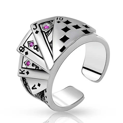 Purple BALMORA 925 пробы серебряные игральные карты Открытый штабелирование кольца для мужчин и женщин забавные крутые State мужчин t ювелирные изделия Anillos 9,3 г - Цвет основного камня: Purple