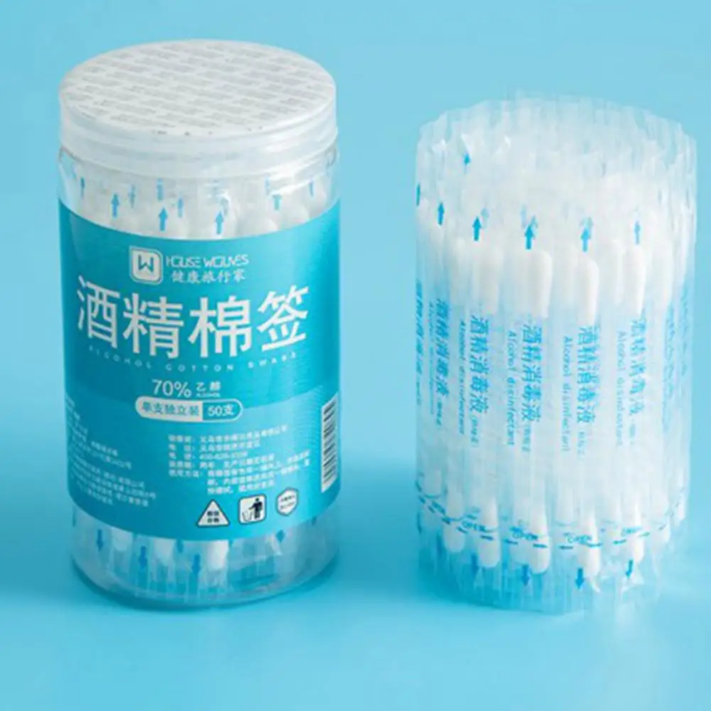 

50 шт. одноразовые палочки с двойной головкой, спиртовые ватные палочки, чистящие инструменты