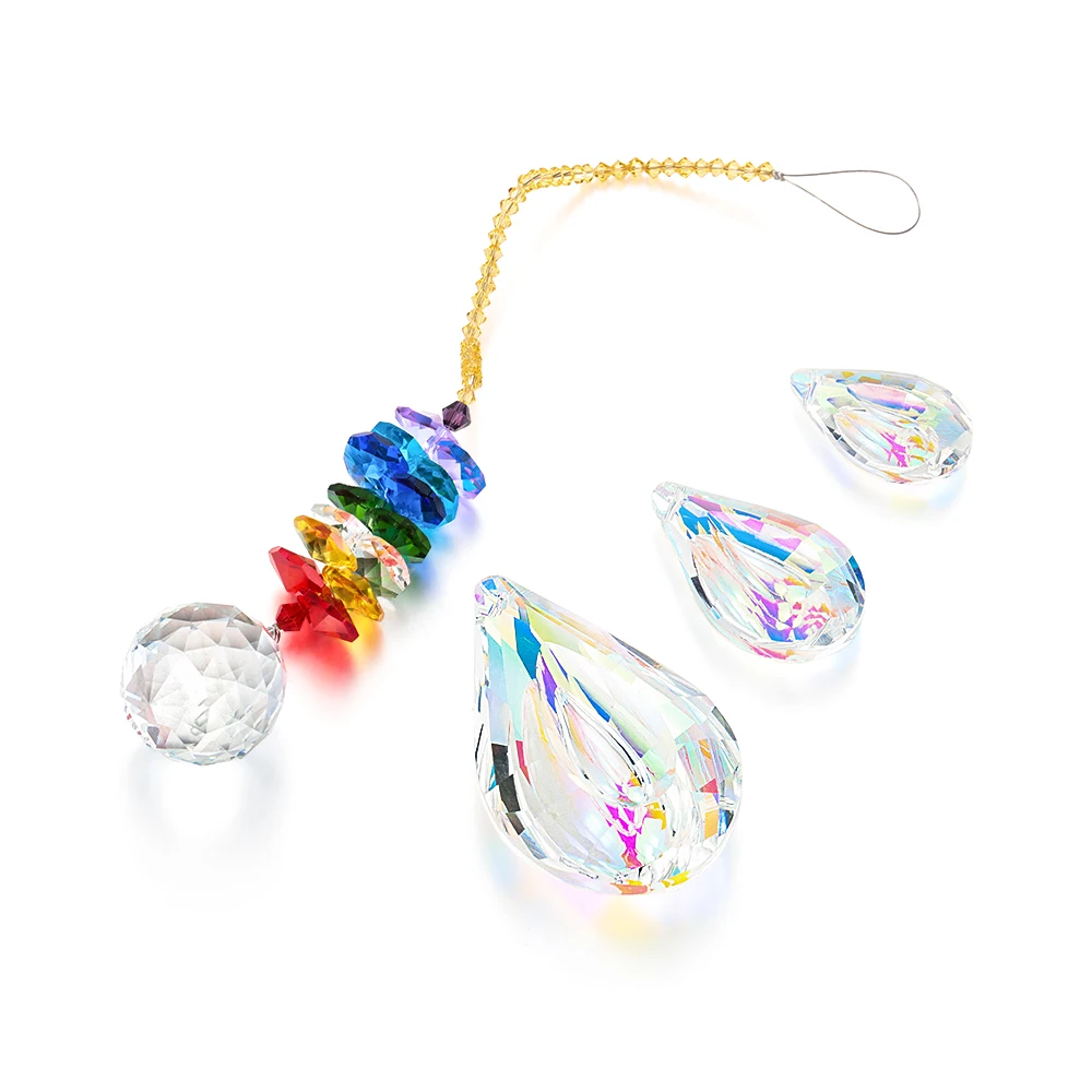 Люстра в виде хрустального шара светильник радужного цвета с украшением для окон
