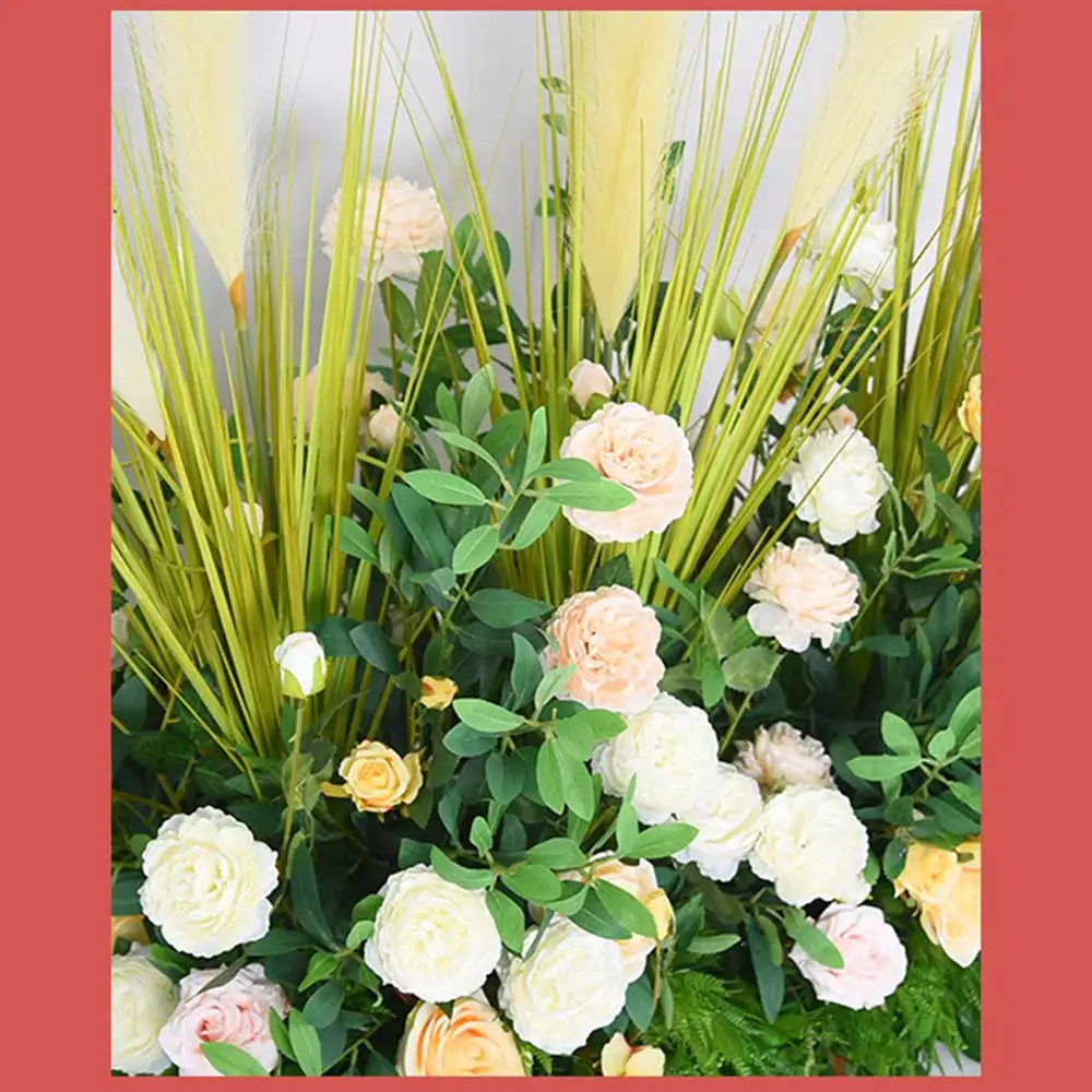 

Artificial Rose Flower Row Wedding Decor Flower Wall Road Cited Arched Door Shop Silk Flower Row Wedding Supplies