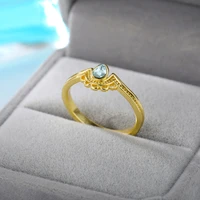 geometric blue oval crystal rings for women party stainless steel couple wedding ring vintage jewelry gothic accessories