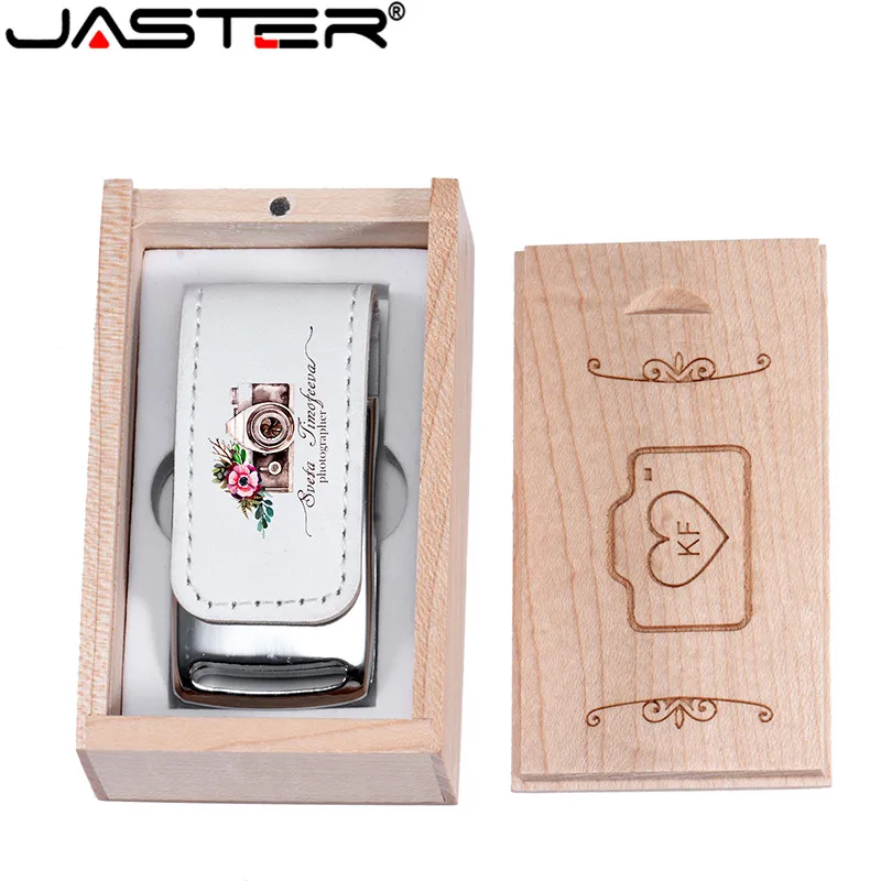 JASTER новый корпус белый leahter usb с кленовой коробкой 2 0 4 ГБ 8 16 32 64 флеш накопитель|USB