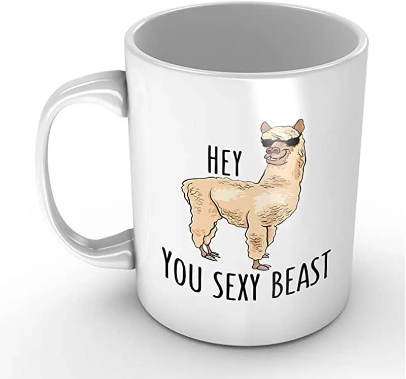 

You Sexy Beast Cute Alpaca Llama Gift for Boyfriend/girlfriend- Funny White Mug 11oz Coffee Mugs or Tea Cup Cool Birthday/christ