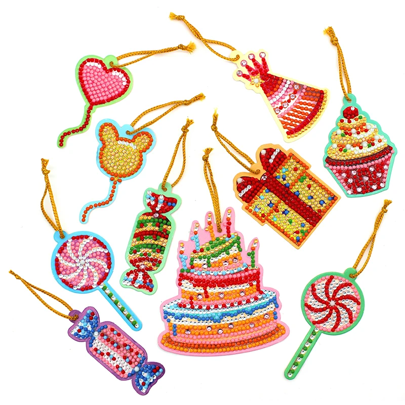 

10Pcs DIY Diamond Painting Single Side Painting Ornament Greeting Card Pendant