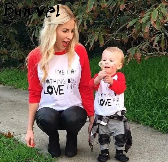 Bunvel/Семейные комплекты футболка для женщин сына дочки мамы топы детей