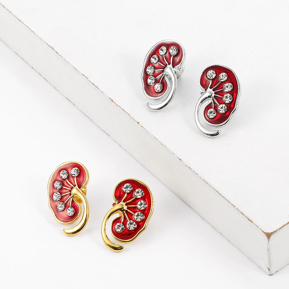 Красный Кристалл в виде почек Эмаль Булавка медицинский подарок доктора