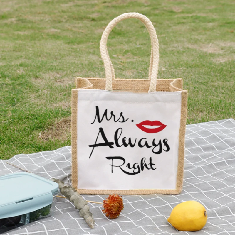 

Mr Right Love Print Portable Lunch Bags Thermal Insulated Bento Box Tote Cooler Dinner School Food Storage Pouch Teacher's Gifts