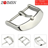 zlimsn free shipping 100pcs watch buckle silvery polished 18 20 22 24mm watchband accessories clasp high quality wholesale