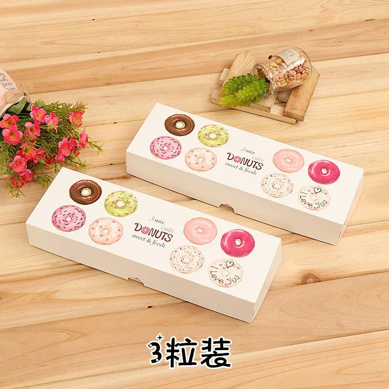 100 штук 4 размера белая картонная коробка для пончиков бумажная упаковочная