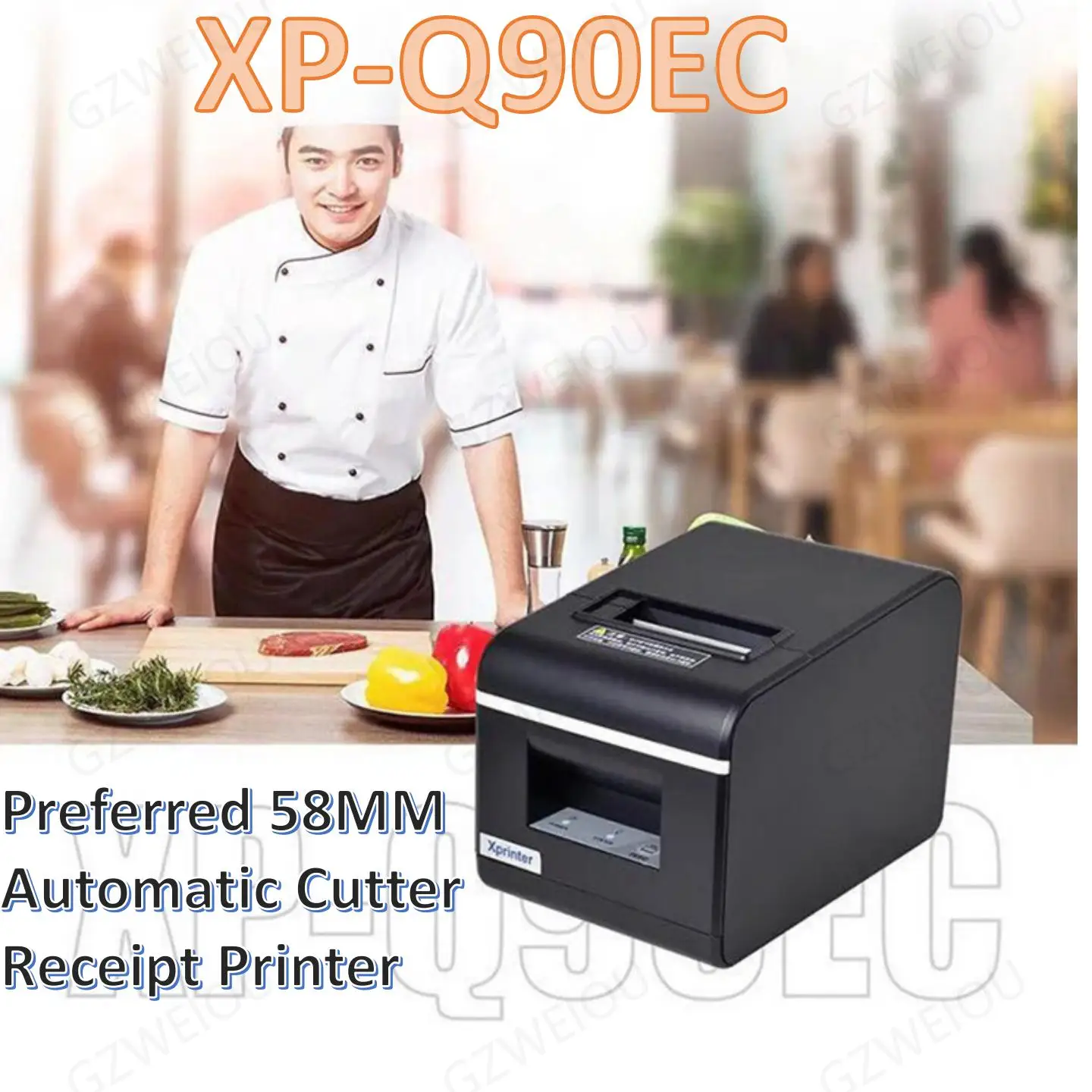 Xprinter XP-Q90EC автоматическим резаком Кухня получения Термальность принтер 58 мм