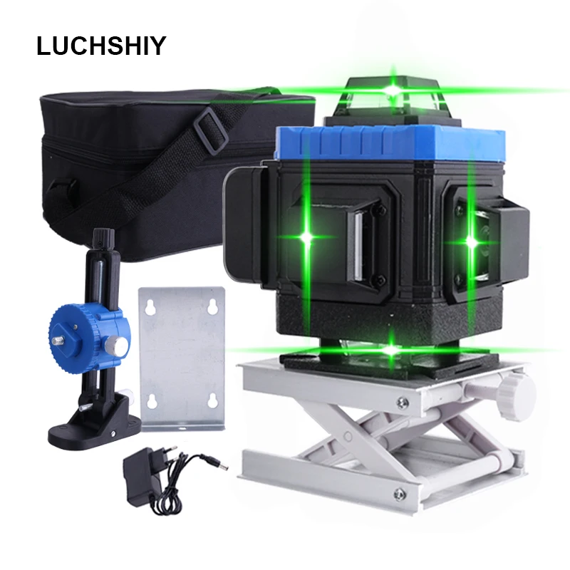 12/16 Lines 3D 4D Laser Level Horizontal&Vertical Cross Powerful Green Line 360 Self-Leveling Indoors Outdoors Construction Tool