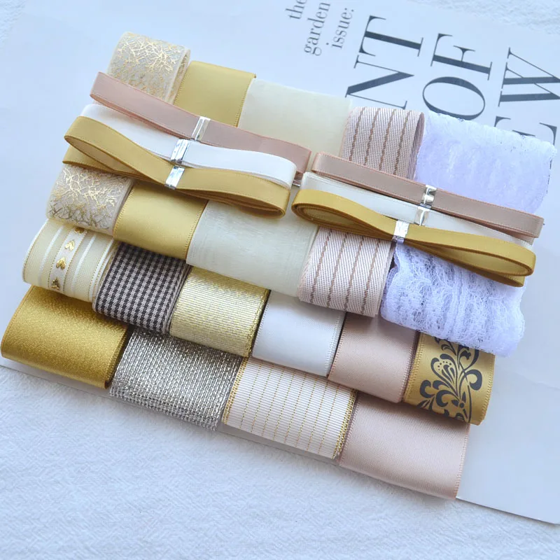 Light yellow Набор лент для смешивания Diy девочка ребенок цвет розовый синий аксессуары для волос материал аксессуары набор для Diy лента для банта на волосы - Цвет: Light yellow