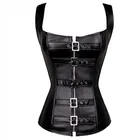 Сексуальная Готическая верхняя одежда в стиле стимпанк со стальными косточками на шнуровке, Женский корсет, Черный корсет большого размера