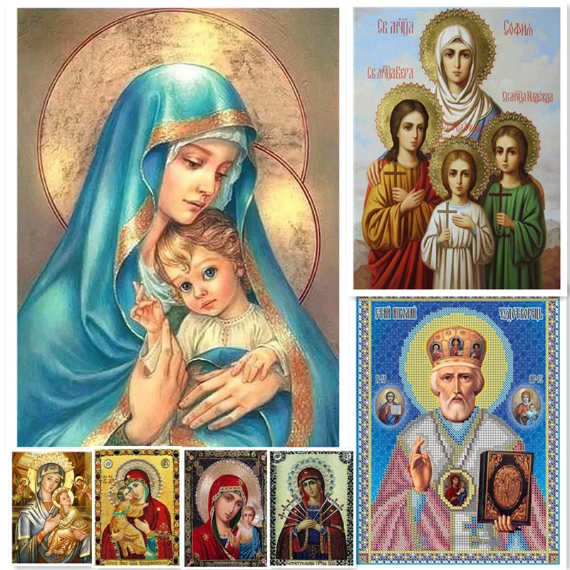 

Алмазная 5D картина «сделай сам», икона святых, Алмазная мозаика, настоящие святые, алмазная вышивка стразы 30*40 см