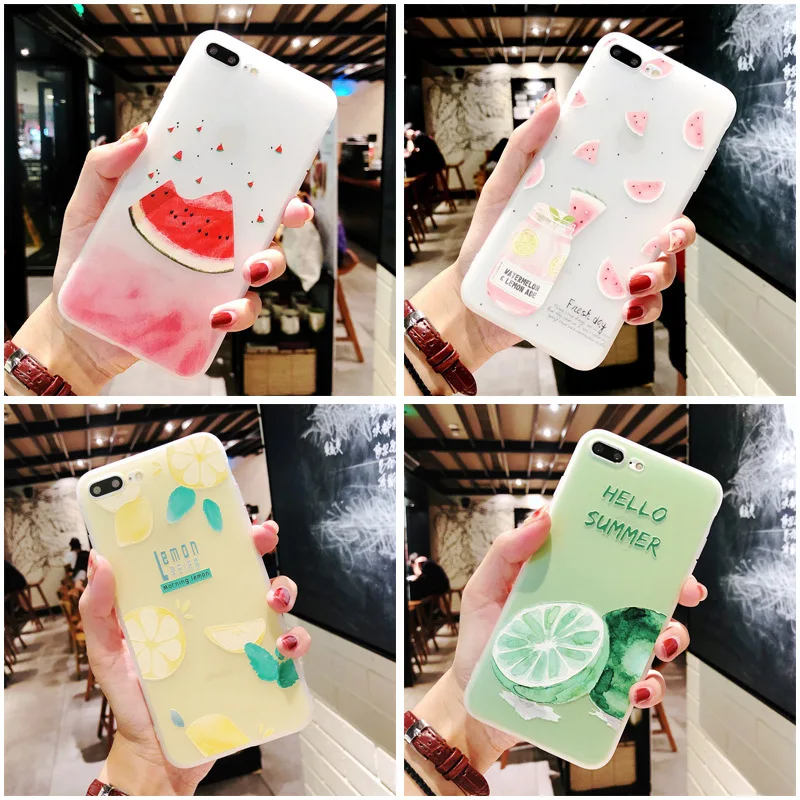 Силиконовый чехол для телефона iPhone 7 8 Plus X летняя задняя крышка с рисунком фруктов