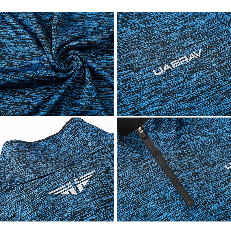 Мужская футболка с длинным рукавом и воротником стойкой на молнии|Беговые