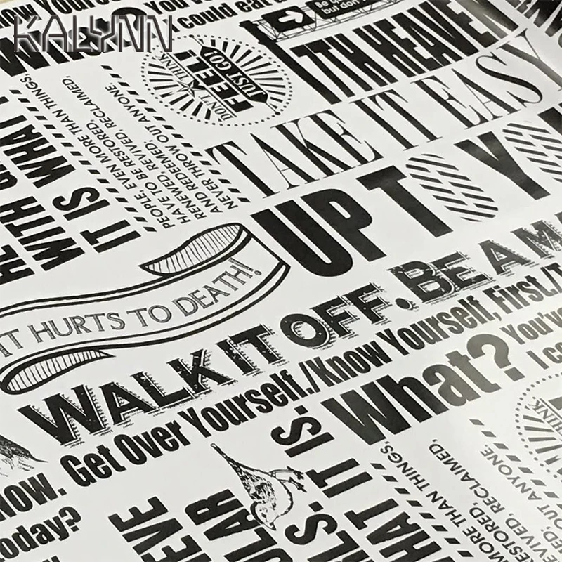 Самоклеящаяся настенная бумага с черными и белыми буквами для гостиной спальни