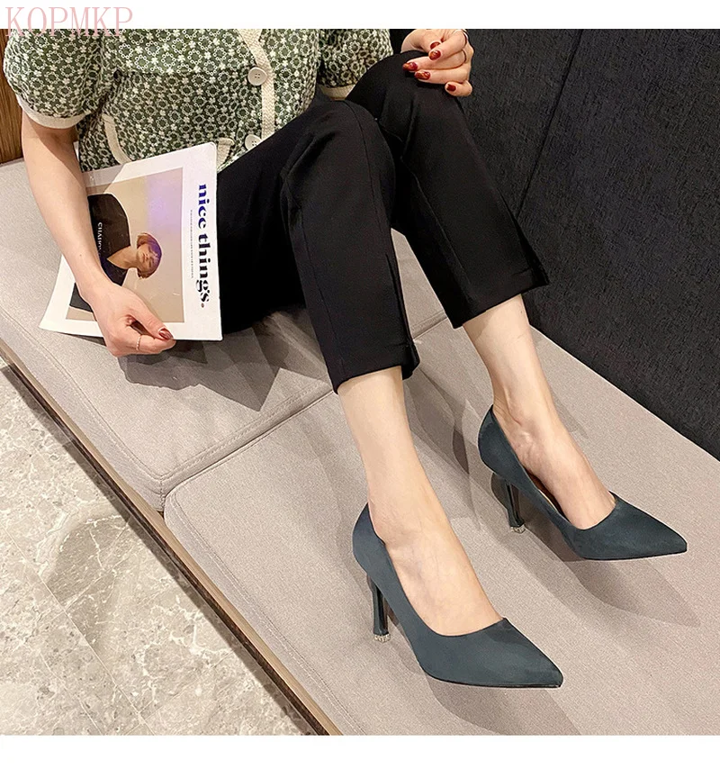 

Autumn New Simple Elegant High Heels Stiletto Womens Shoes Pointed Black Etiquette Professional Single Shoes Wedding Shoes