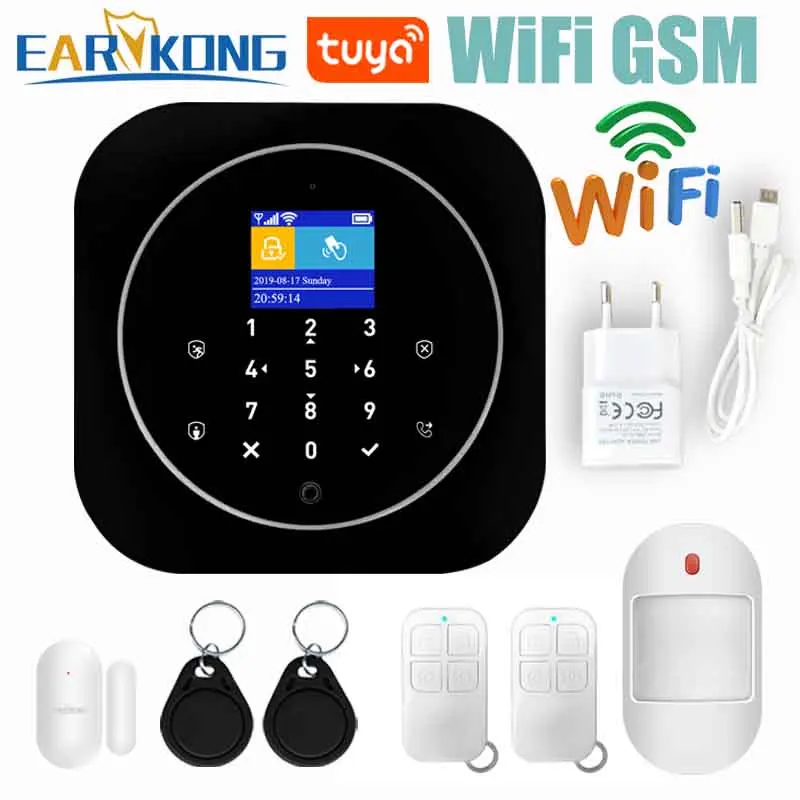 Wi Fi GSM домашняя сигнализация Система IOS Android Tuya приложение RFID LCD сенсорная