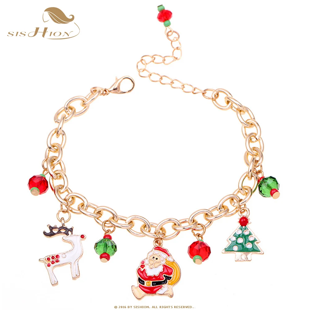 SISHION Прямая поставка милый браслет Санта Клауса для женщин детей с цепочкой