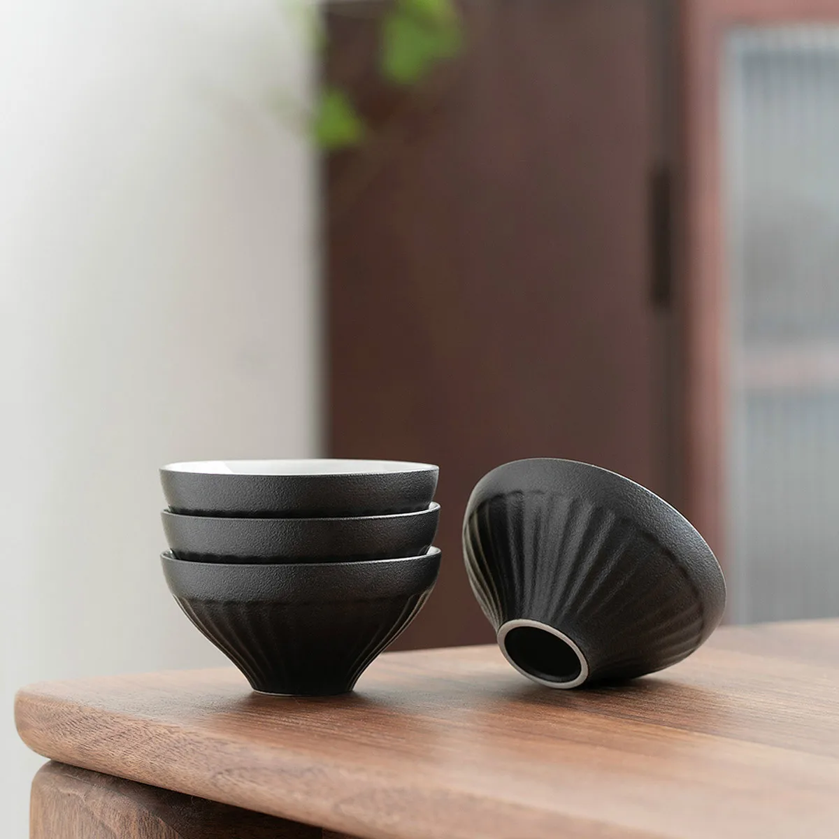 Ручная работа керамические чашки для чая простая черная керамическая чашка
