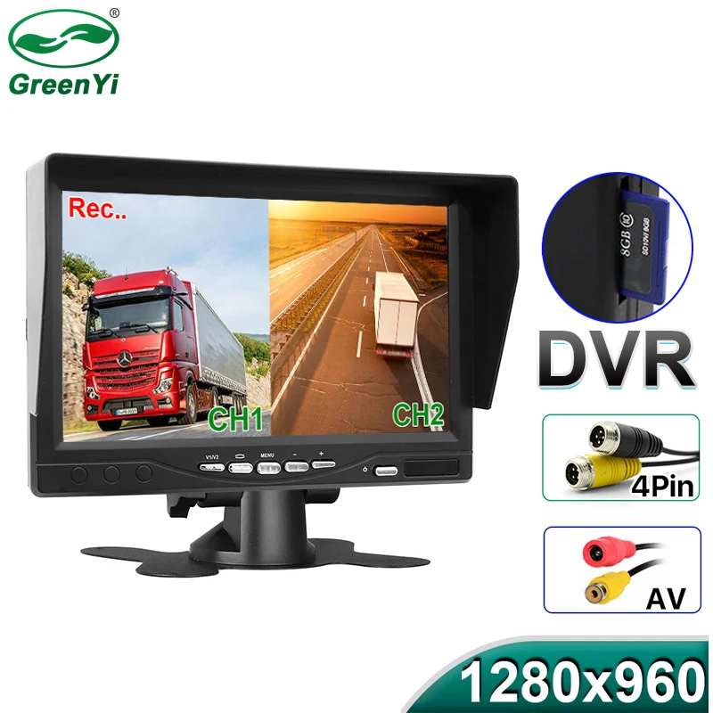 HD AHD 800x480 " TFT ЖК-экран автомобиля Закрытая схема телевидения парковки монитор с DVR цифровой видеорегистратор поддержка SD карты