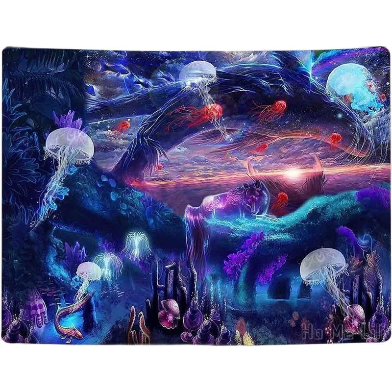 

Trippy Sea Teen Girl Whale Jellyfish Mysterious Space Blue Purple Cosmic Galaxy By Ho Me Lili Tapestry Room Dorm Decor