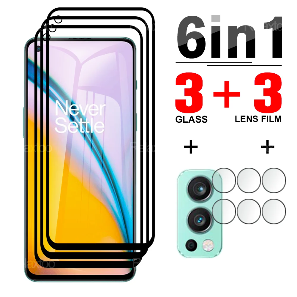 

6 в 1 закаленное стекло с черными краями для Oneplus Nord 2 5G, Защита экрана для объектива камеры для One Plus Nord2 Oneplusnord2, пленка для мобильного телефона