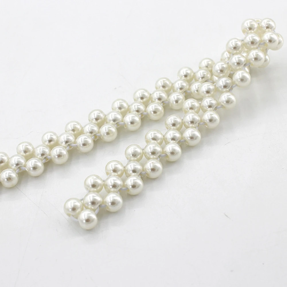 

Elegant Women Pearl Belt Waist Belt Elastic Buckle Pearl Chain Belt Female Girls Dress Crystal Strap Dress Decorative Belt
