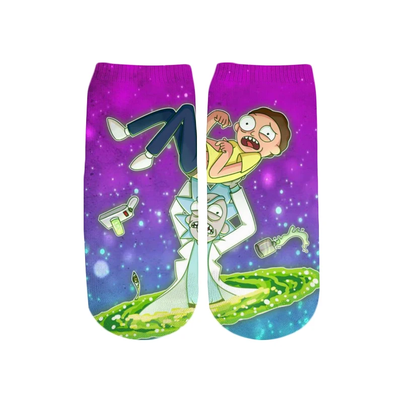 PLstar Cosmos/Новинка года; милые короткие носки с 3D принтом с героями мультфильмов Rick and Morty для мужчин и женщин; корейские носки в стиле Харадзюку; WZ = 145 - Цвет: color as the picture